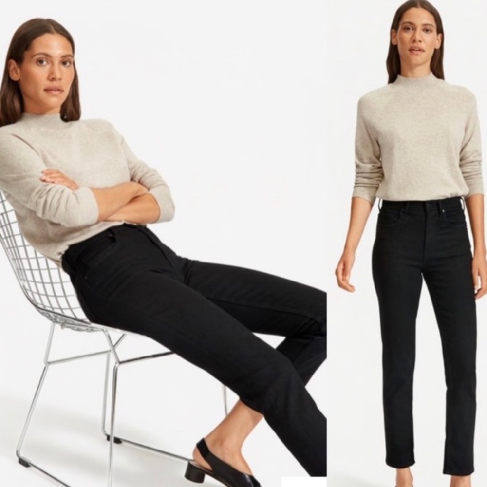 Everlane High Waist Straight Black Jean